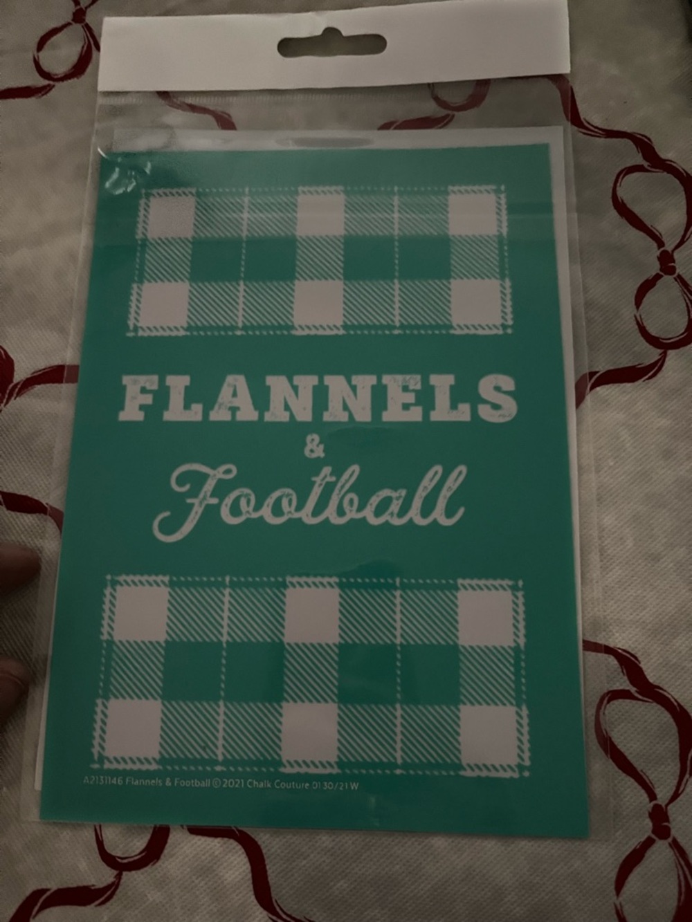 Chalk Couture Flannels & Football Decorative Stencil - Teal and White